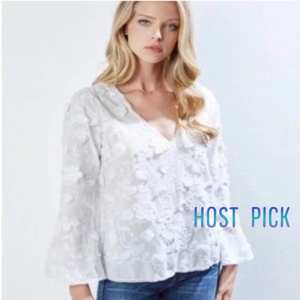 Karen Kane White Floral Blouse - Picture 2 of 11